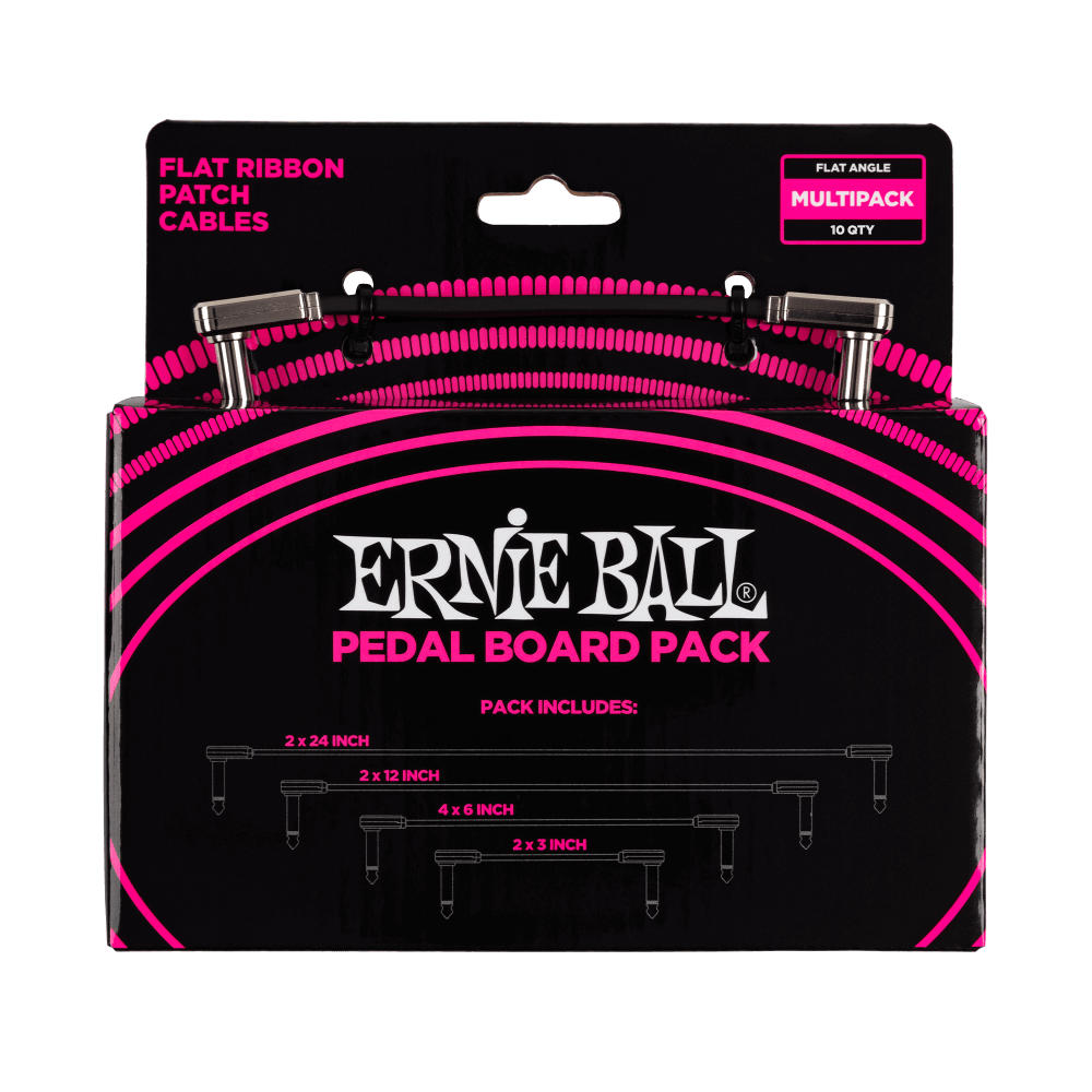 Flat Ribbon Patch Cables Pedalboard Multipack - Black