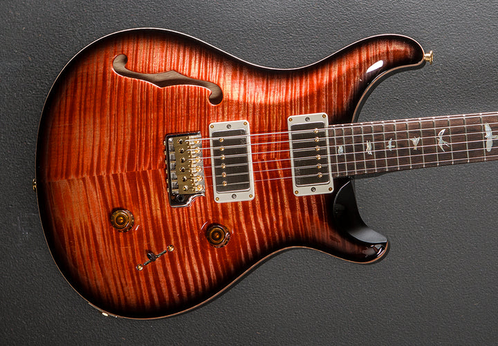 Custom 24 Semi-Hollow Wood Library Limited - Blood Orange Smokeburst w/Korina