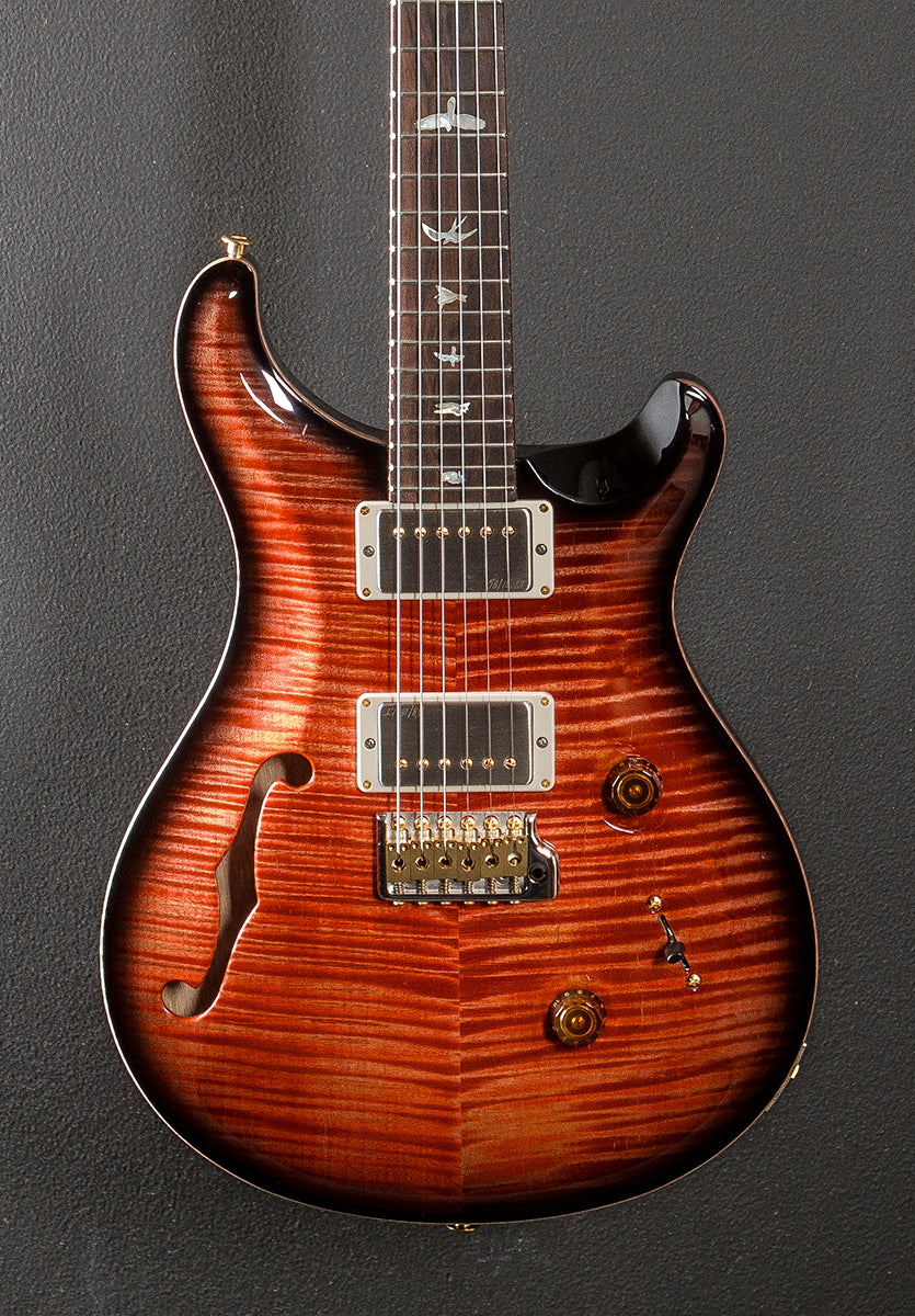 Custom 24 Semi-Hollow Wood Library Limited - Blood Orange Smokeburst w/Korina