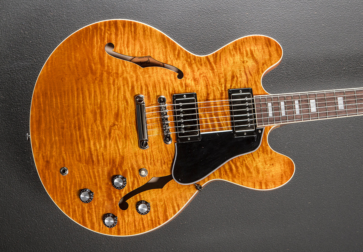 ES-335 Figured Custom Color - Honey Amber – Dave's Guitar Shop