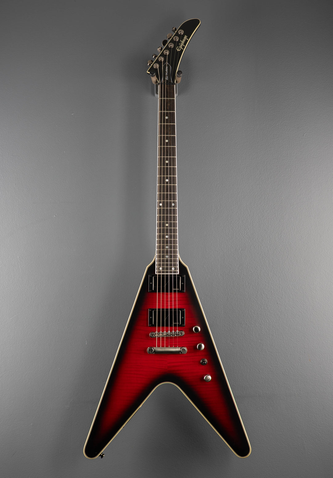 Dave Mustaine Flying V Prophecy - Aged Dark Red Burst