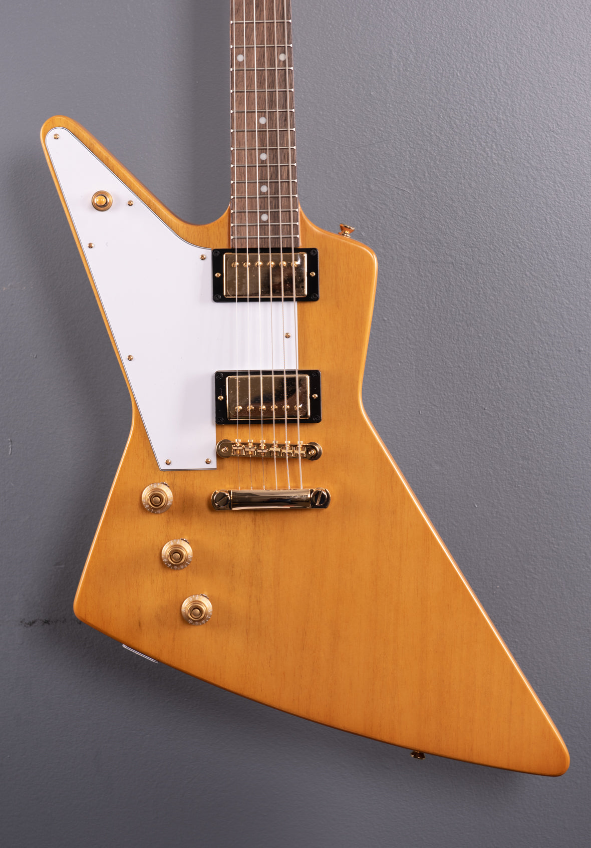 1958 Korina Explorer (White Pickguard) Left Hand - Aged Natural