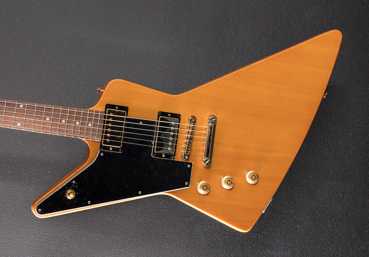 "Inspired by Gibson Custom" 1958 Korina Explorer (Black Pickguard) Left Hand - Aged Natural