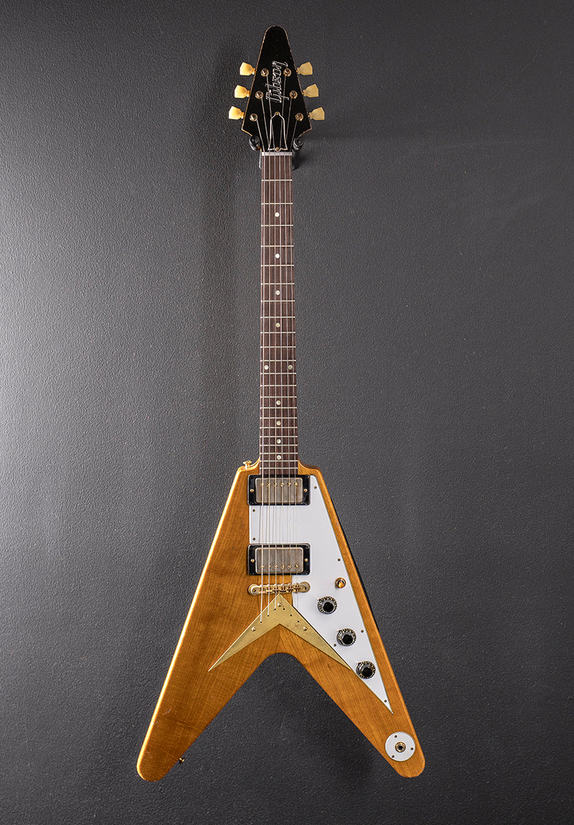1958 Korina Flying V Reissue (White Pickguard) Heavy Aged - Antique Natural