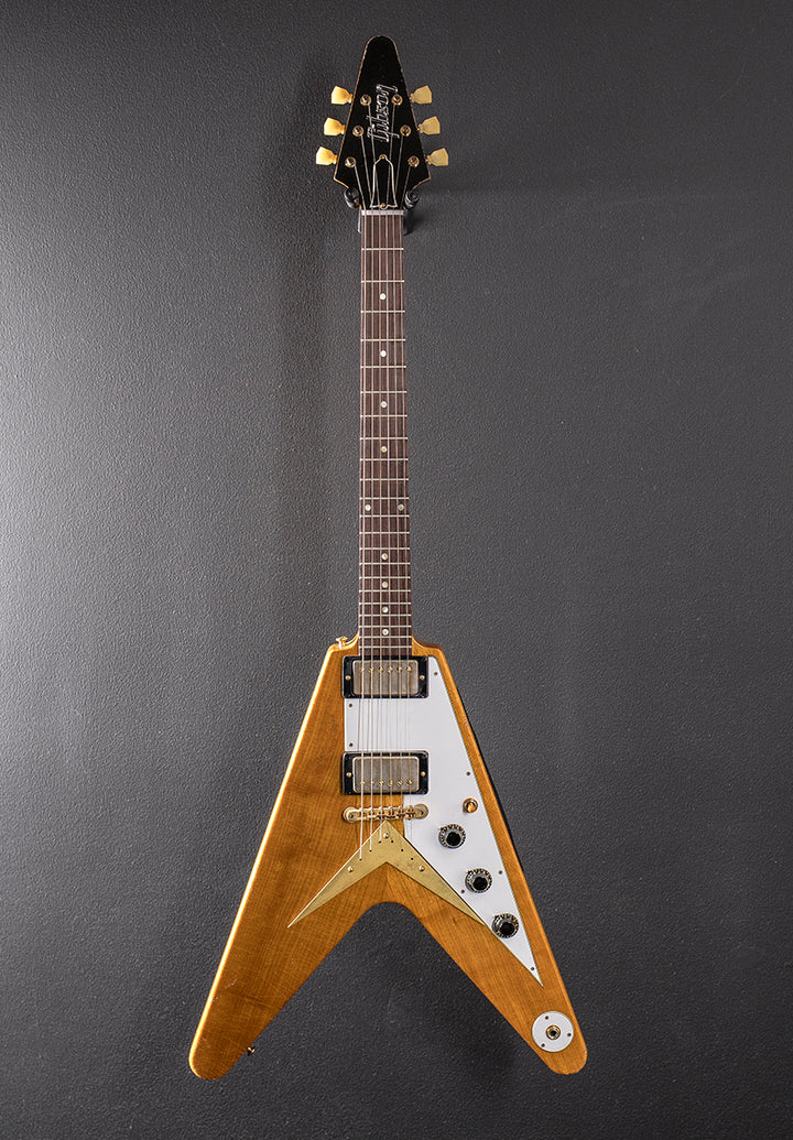 1958 Korina Flying V Reissue (White Pickguard) Heavy Aged - Antique Natural