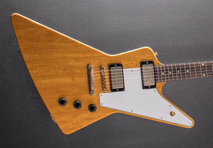 1958 Korina Explorer Reissue (White Pickguard) Heavy Aged - Antique Natural