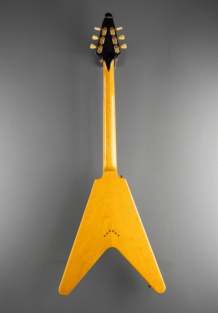 1958 Korina Flying V Reissue (Black Pickguard) Heavy Aged - Antique Natural
