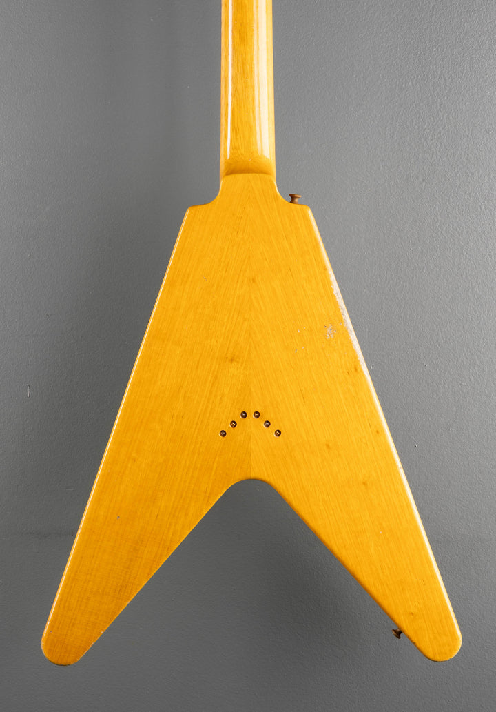 1958 Korina Flying V Reissue (Black Pickguard) Heavy Aged - Antique Natural