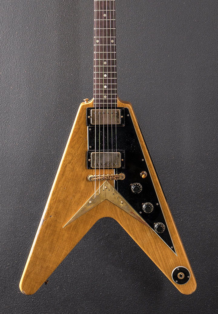 1958 Korina Flying V Reissue (Black Pickguard) Heavy Aged - Antique Natural