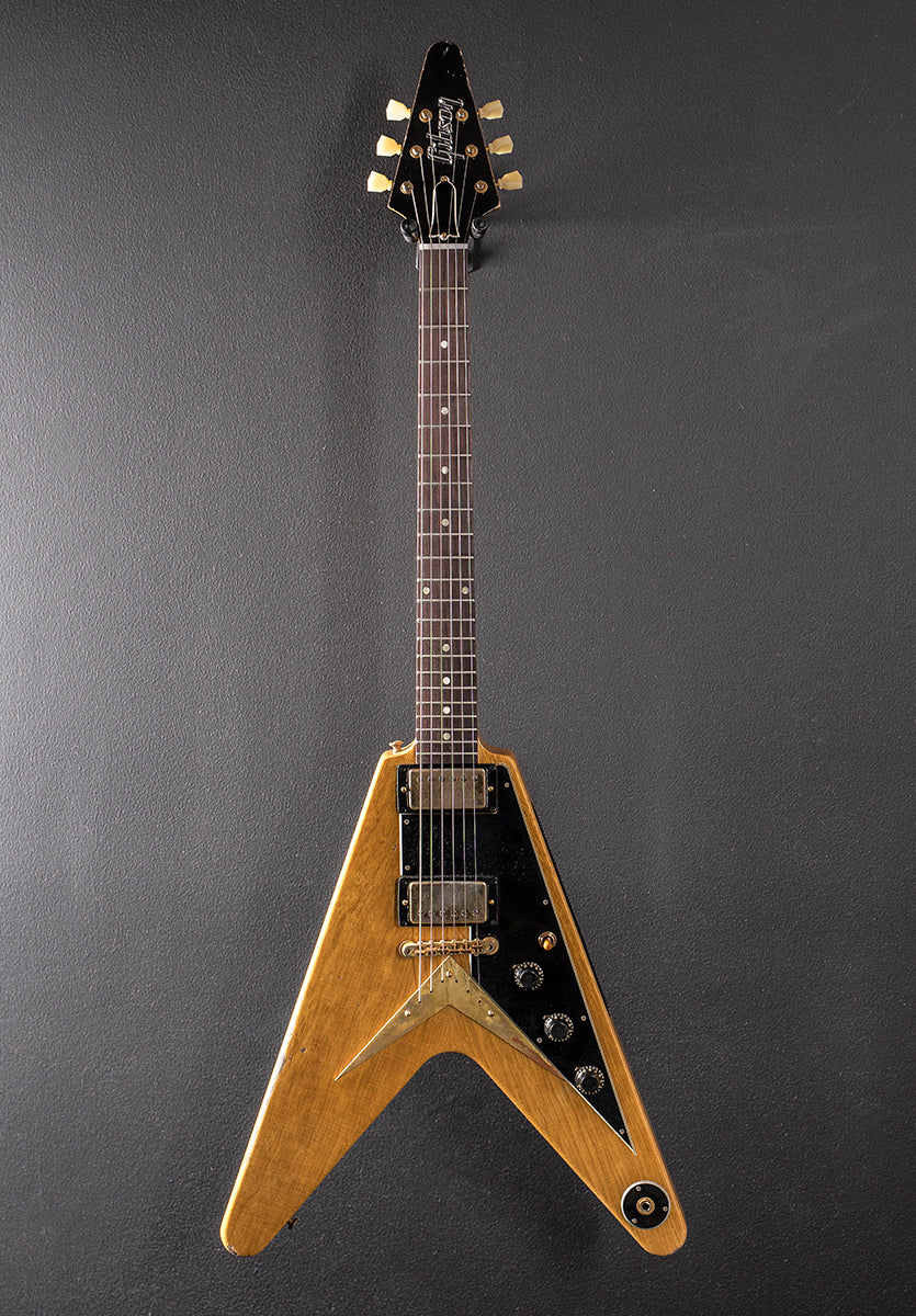 1958 Korina Flying V Reissue (Black Pickguard) Heavy Aged - Antique Natural
