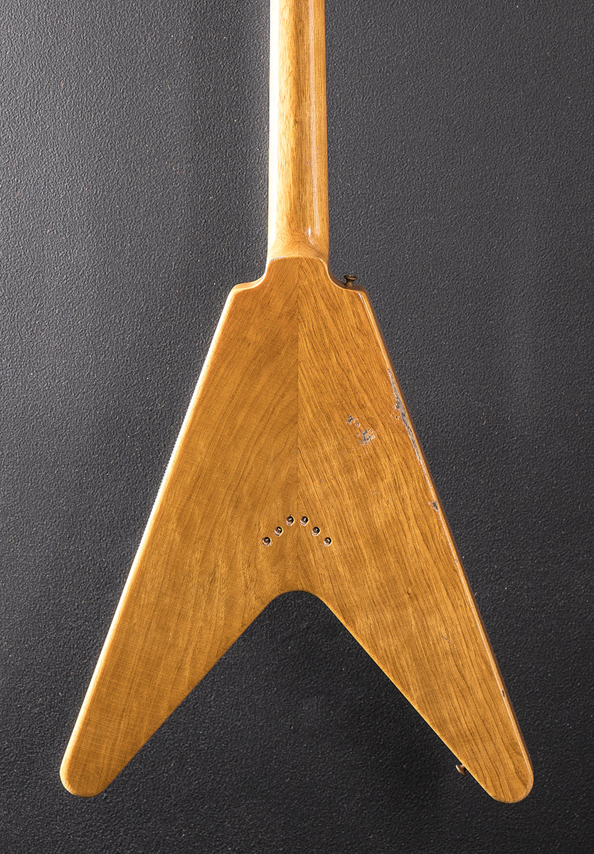 1958 Korina Flying V Reissue (Black Pickguard) Heavy Aged - Antique Natural