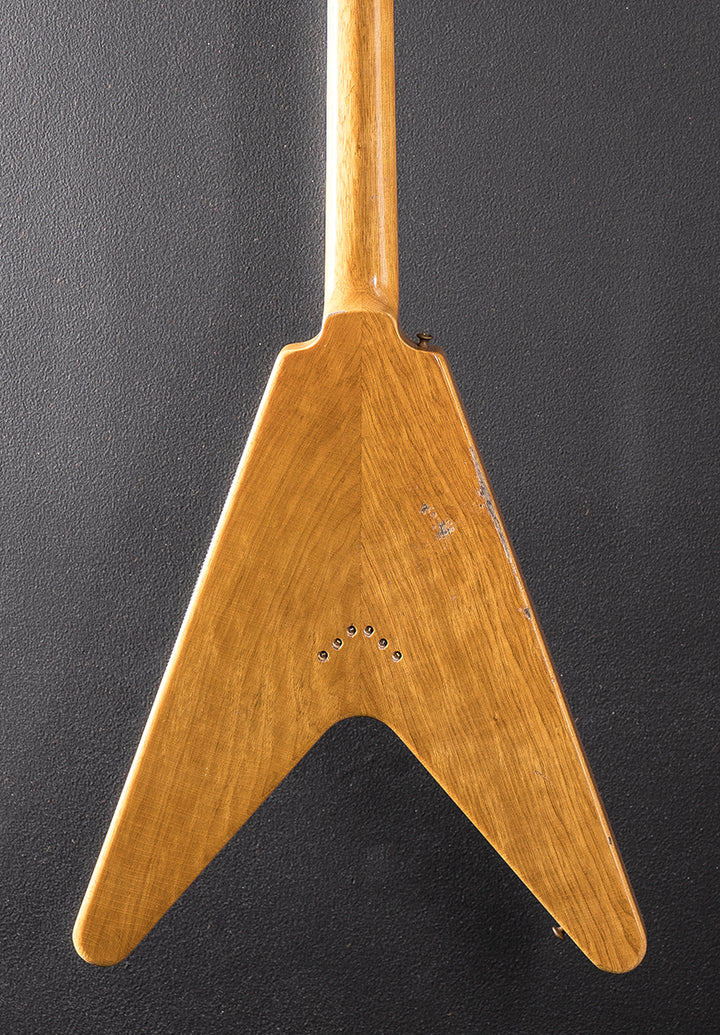 1958 Korina Flying V Reissue (Black Pickguard) Heavy Aged - Antique Natural