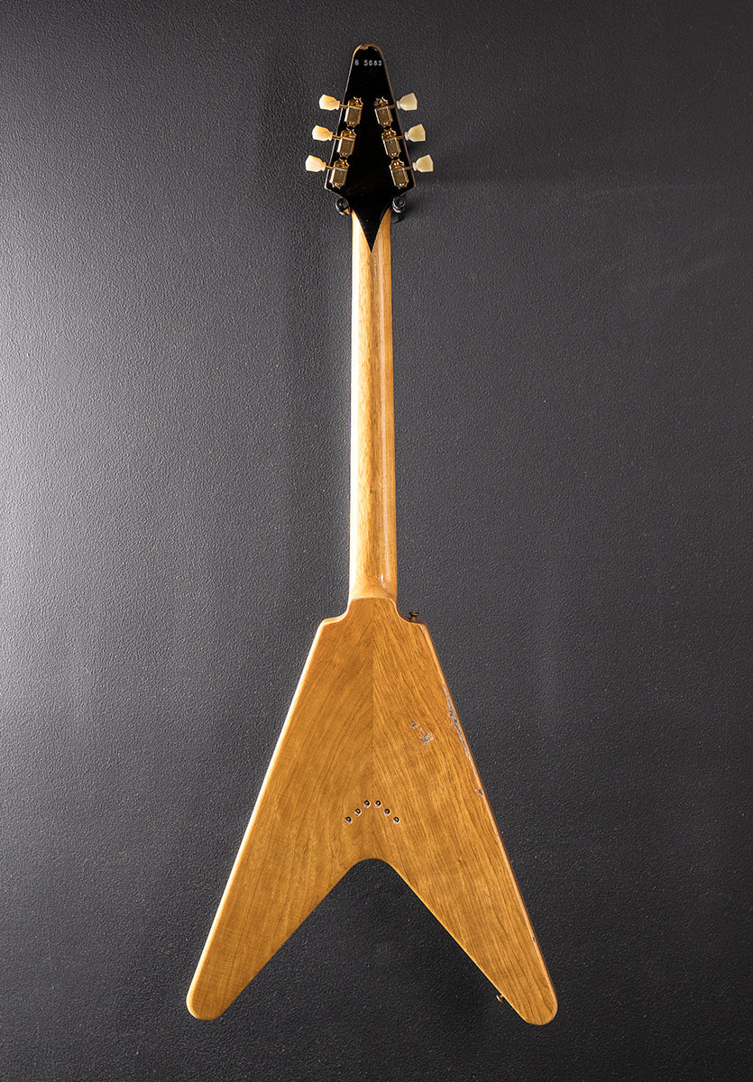 1958 Korina Flying V Reissue (Black Pickguard) Heavy Aged - Antique Natural