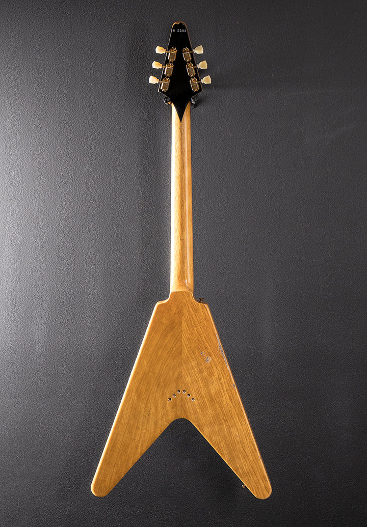 1958 Korina Flying V Reissue (Black Pickguard) Heavy Aged - Antique Natural