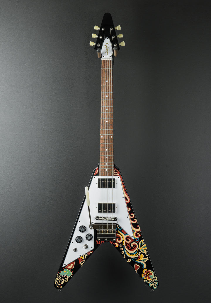 Jimi Hendrix "Love Drops" Flying V Left Handed - Ebony