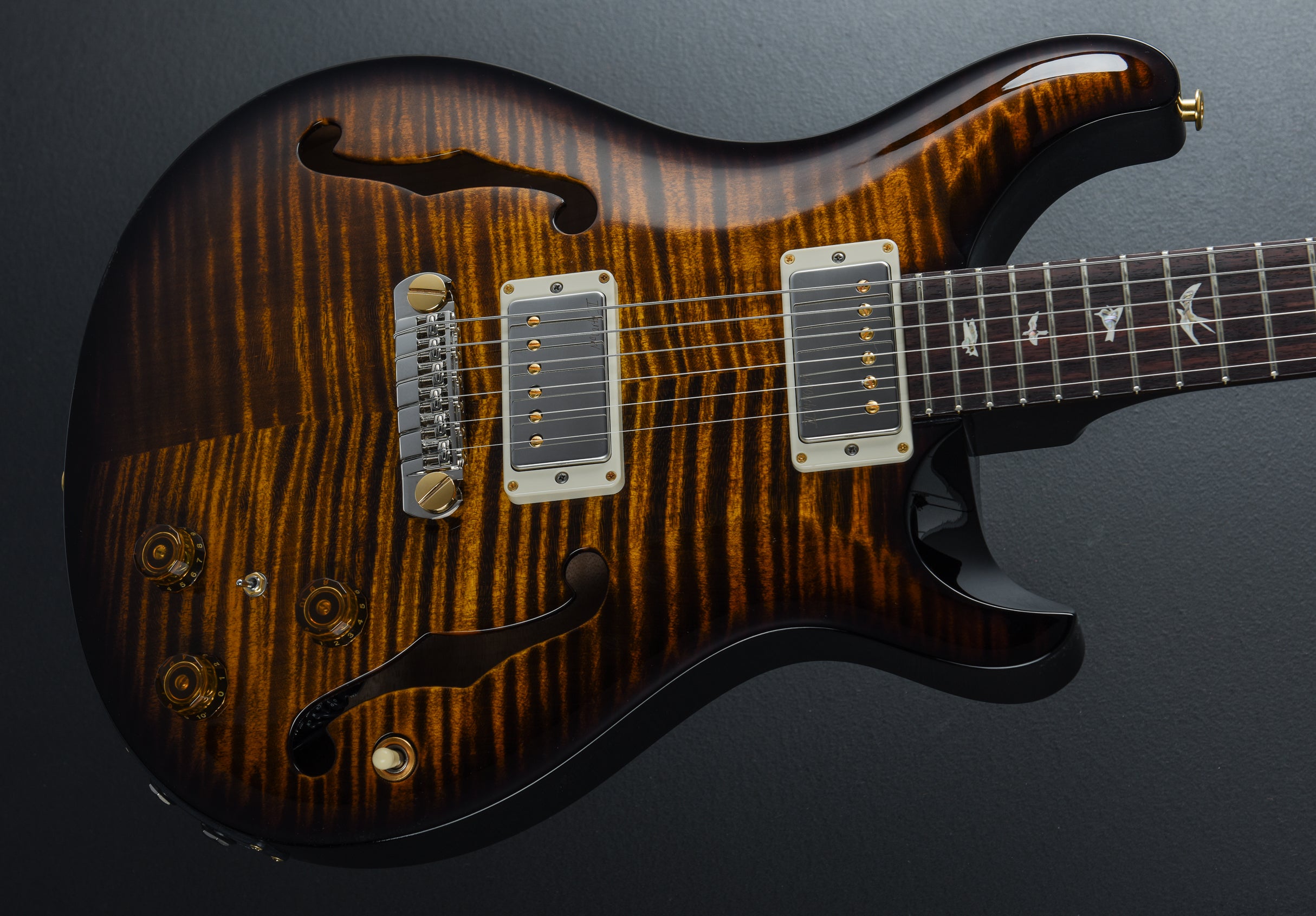 Hollowbody II Piezo 10 Top - Black Gold Wraparound Burst – Dave's