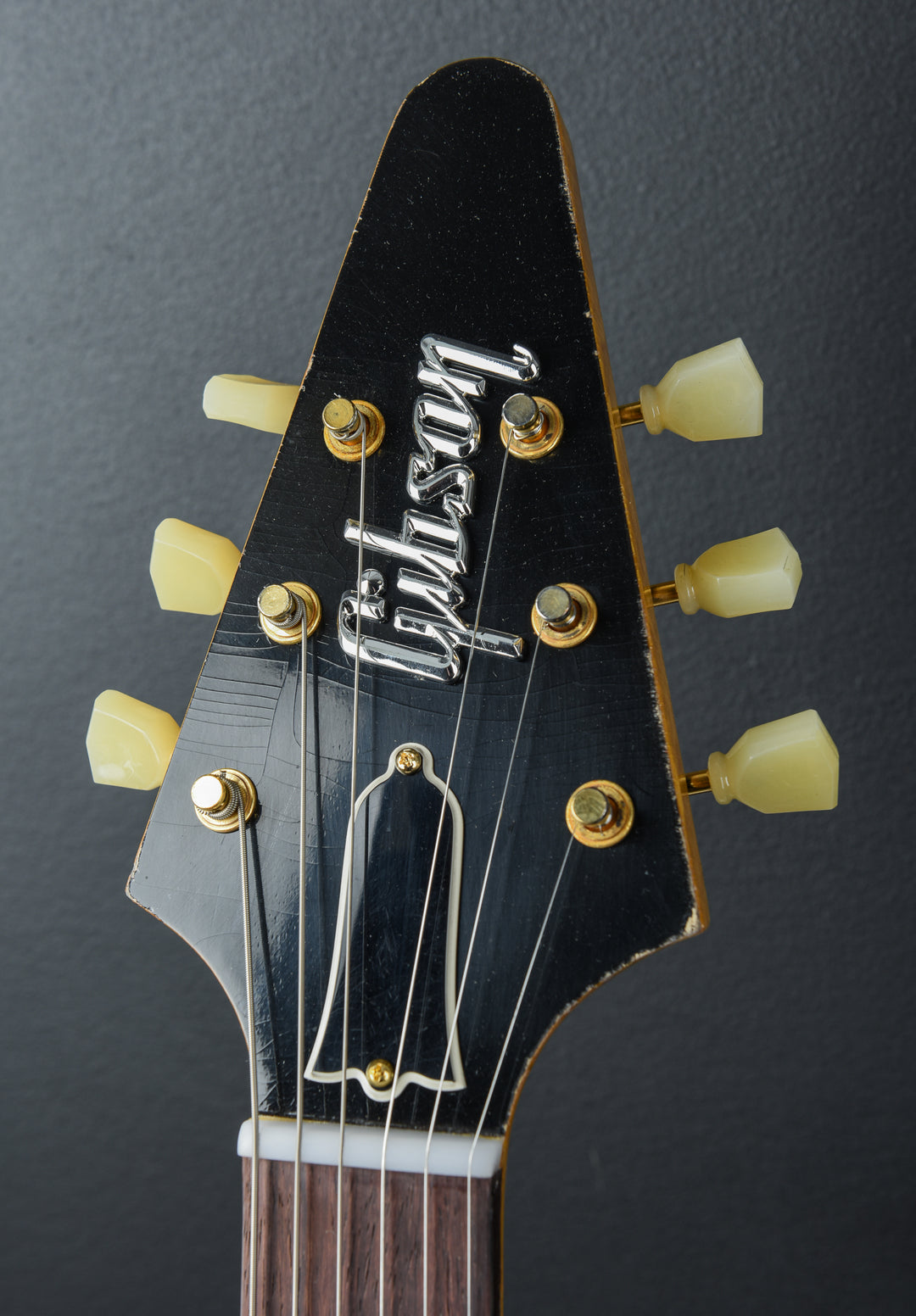 1958 Korina Flying V Reissue (Black Pickguard) Heavy Aged - Antique Natural
