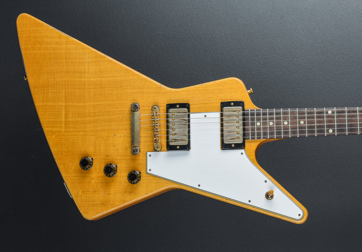 1958 Korina Explorer Reissue (White Pickguard) Heavy Aged - Antique Natural