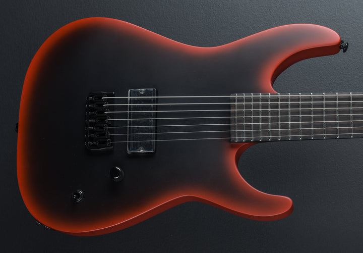 LTD M-7HT Baritone Black Metal - Black Red Burst Satin