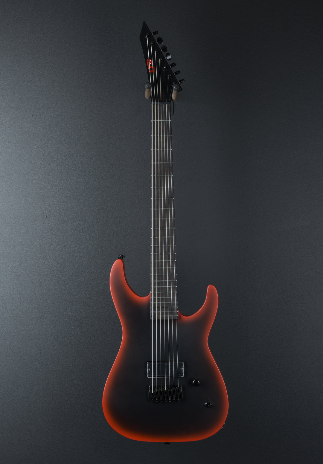 LTD M-7HT Baritone Black Metal - Black Red Burst Satin
