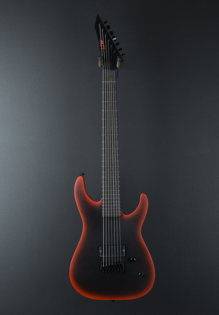 LTD M-7HT Baritone Black Metal - Black Red Burst Satin