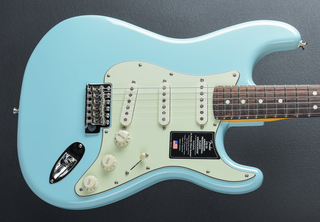 Limited Edition American Professional Classic Stratocaster with the Fender Silent System - Daphne Blue w/Rosewood