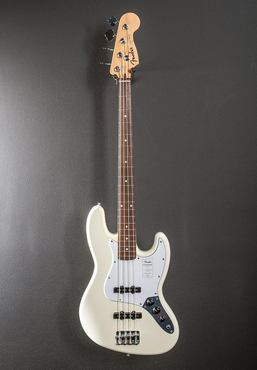 Standard Jazz Bass - Olympic White w/Indian Laurel – Dave's Guitar