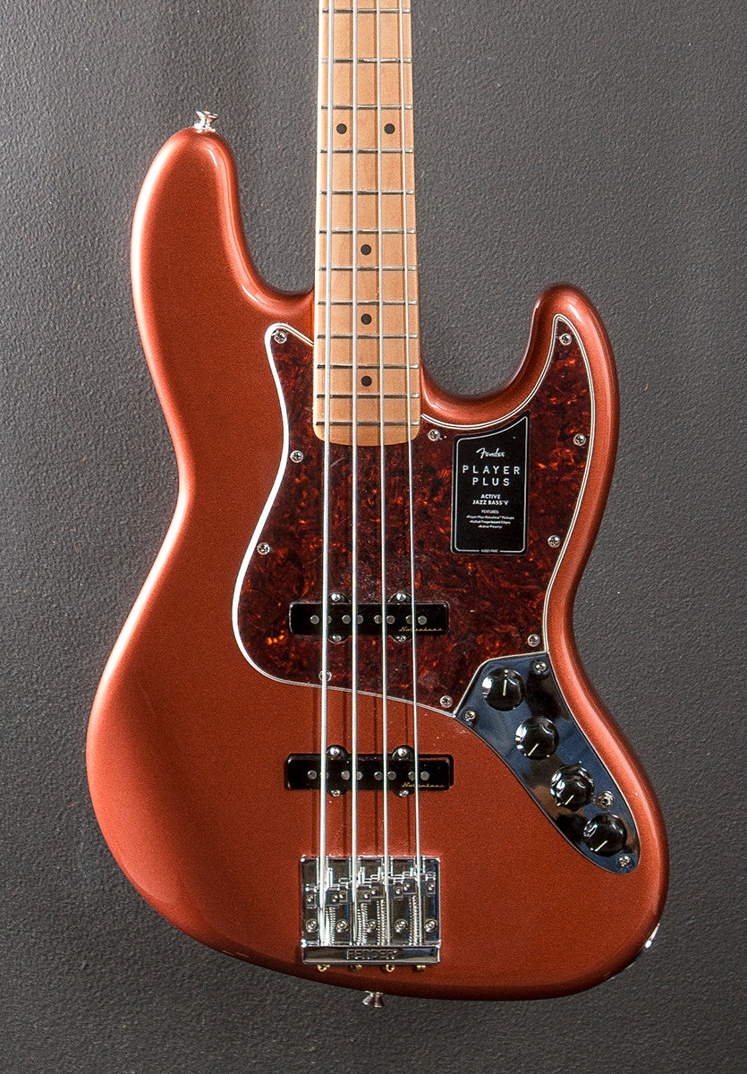 Player Plus Jazz Bass - Aged Candy Apple Red w/Maple