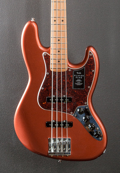 Player Plus Jazz Bass - Aged Candy Apple Red w/Maple