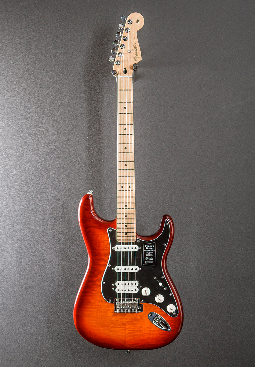Player Stratocaster HSS Plus Top – Aged Cherry Burst w/Maple