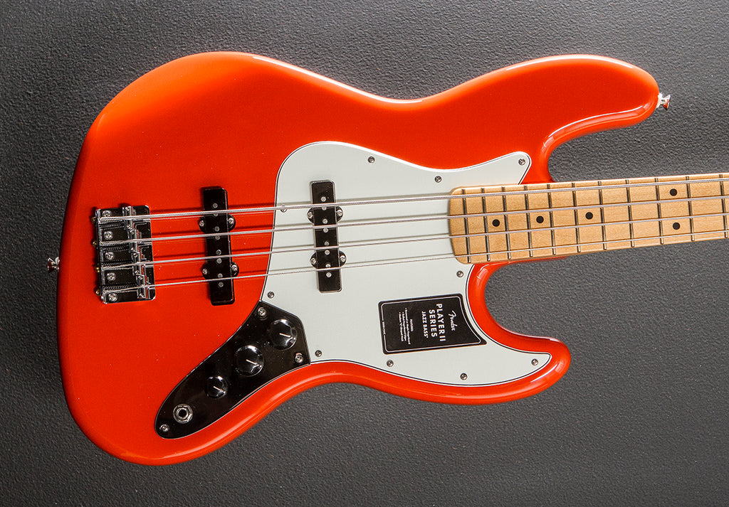 Player II Jazz Bass - Coral Red w/Maple – Dave's Guitar Shop