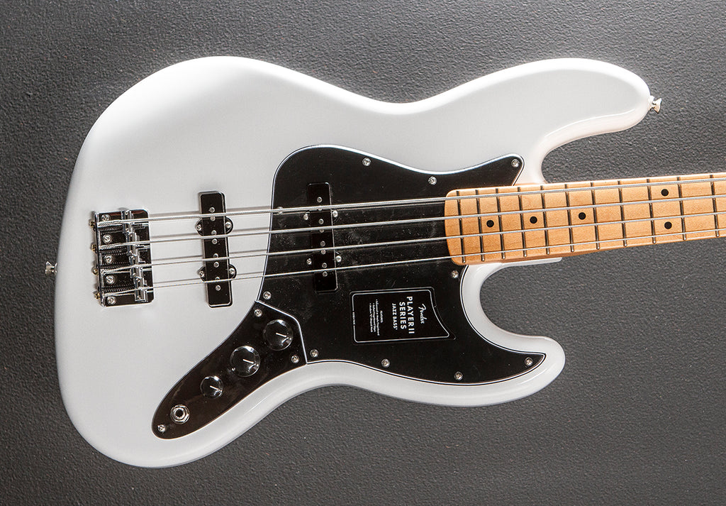 Player II Jazz Bass - Polar White w/Maple – Dave's Guitar Shop