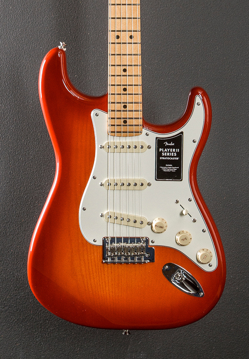 Player II Stratocaster - Aged Cherry Burst w/Maple – Dave's Guitar