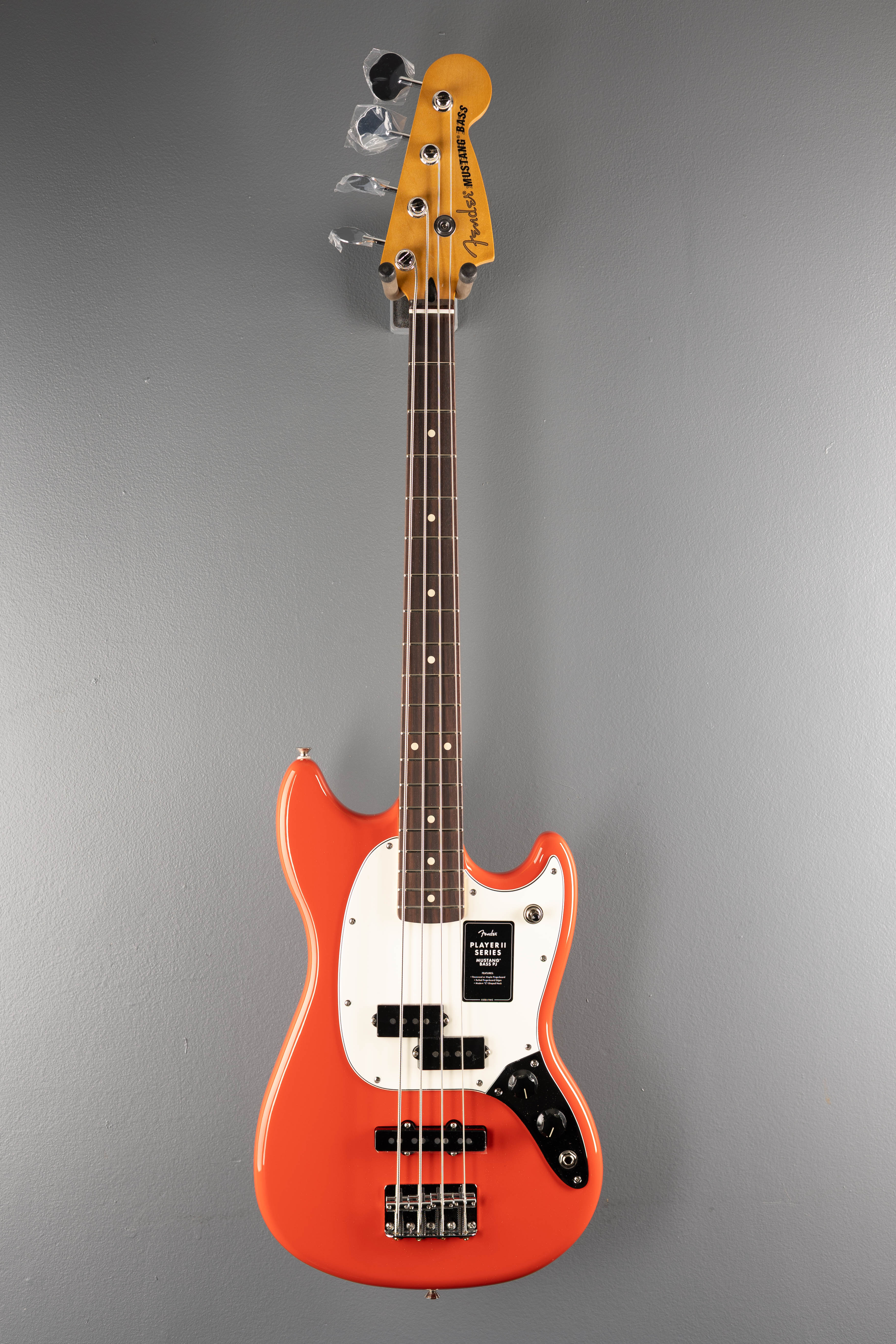 Player II Mustang Bass PJ - Coral Red w/Rosewood – Dave's Guitar Shop