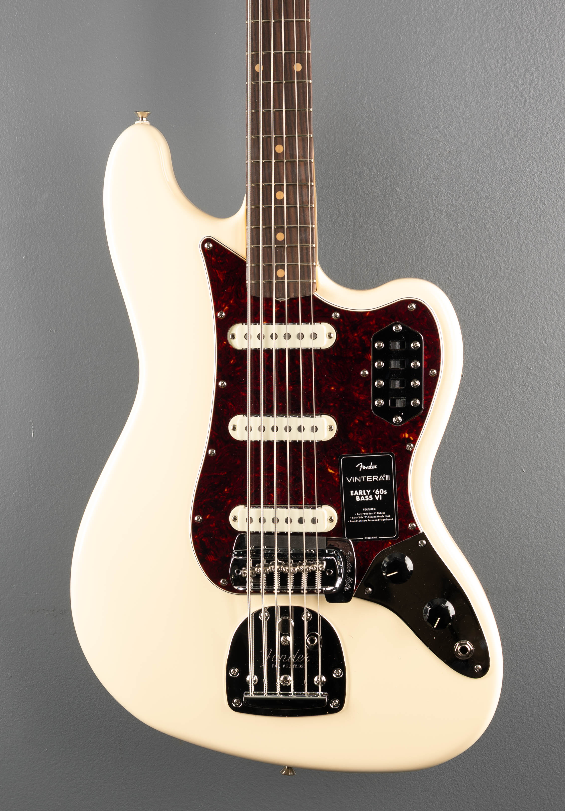 Vintera III Early '60s Bass VI - Olympic White – Dave's Guitar Shop