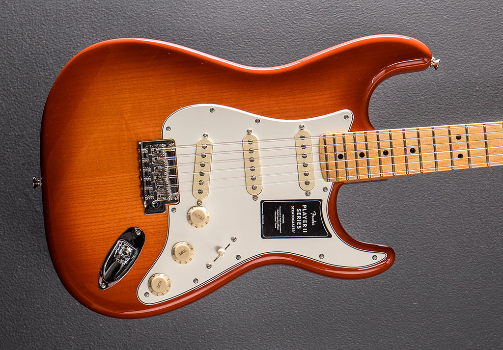 Player II Stratocaster - Aged Cherry Burst w/Maple – Dave's Guitar