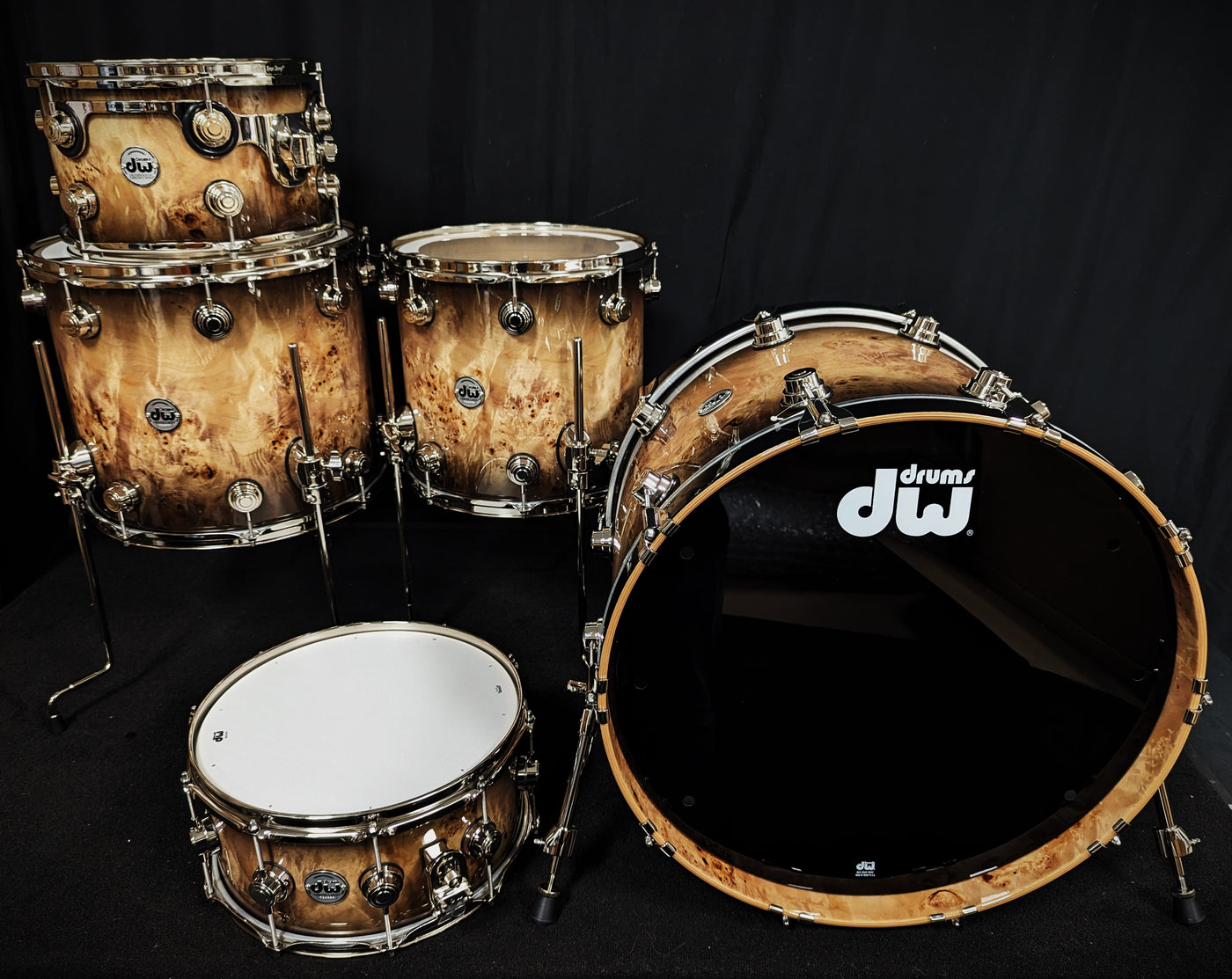 Collectors Series Candy Black Burst over Mappa Burl 5 Piece Shell Pack