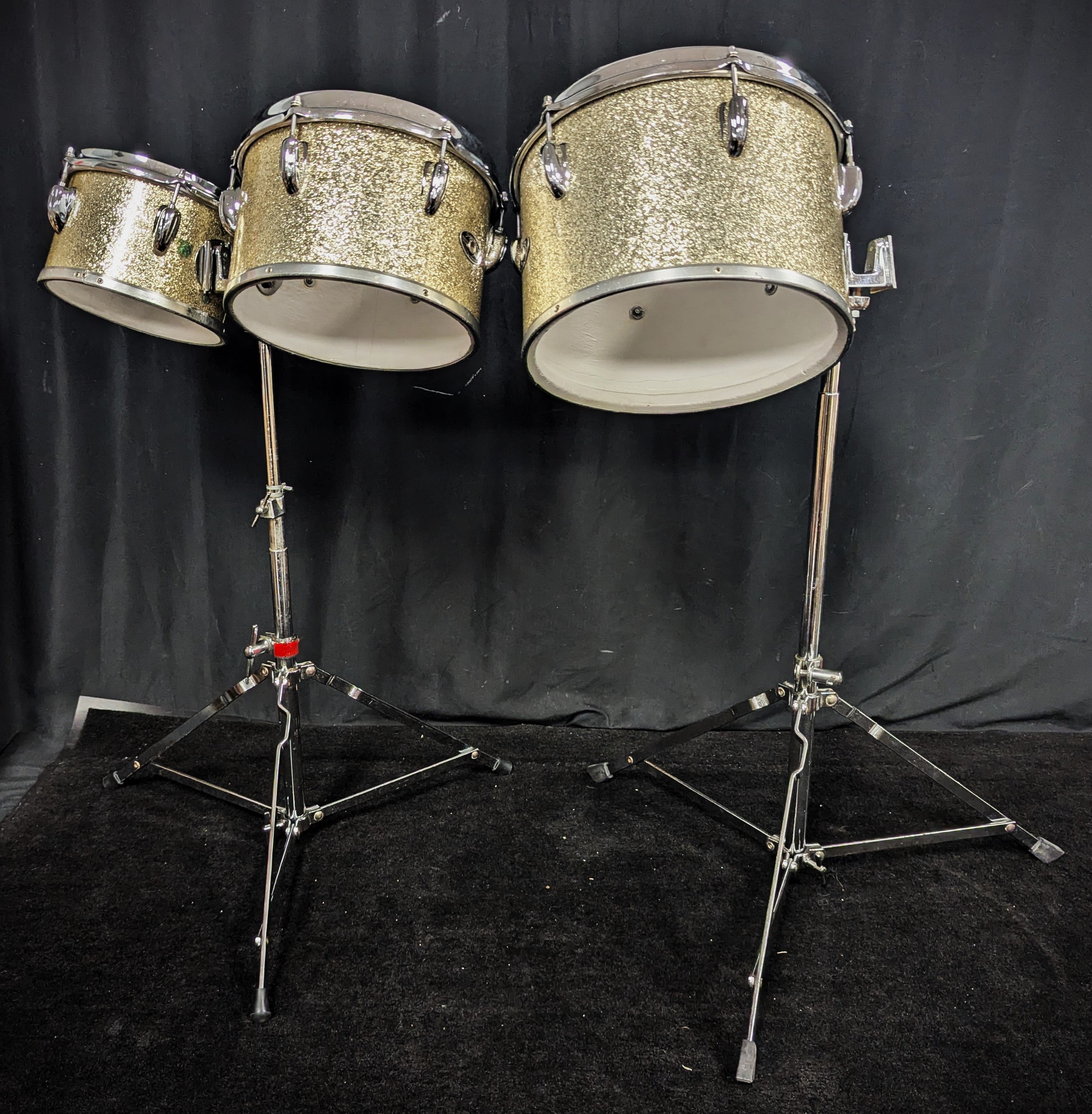 8 10 12 Inch Concert Toms with Stands Vintage 1970s