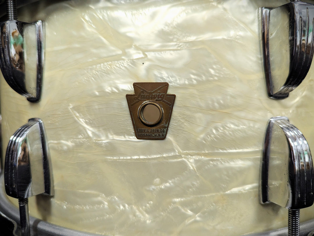 White Marine Pearl Player's Snare Vintage 1960s