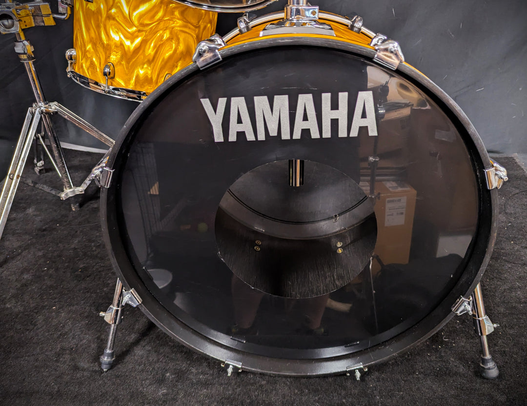 APK Yellow Satin Flame 4-Piece Shell Pack with Cymbal/Tom Stand
