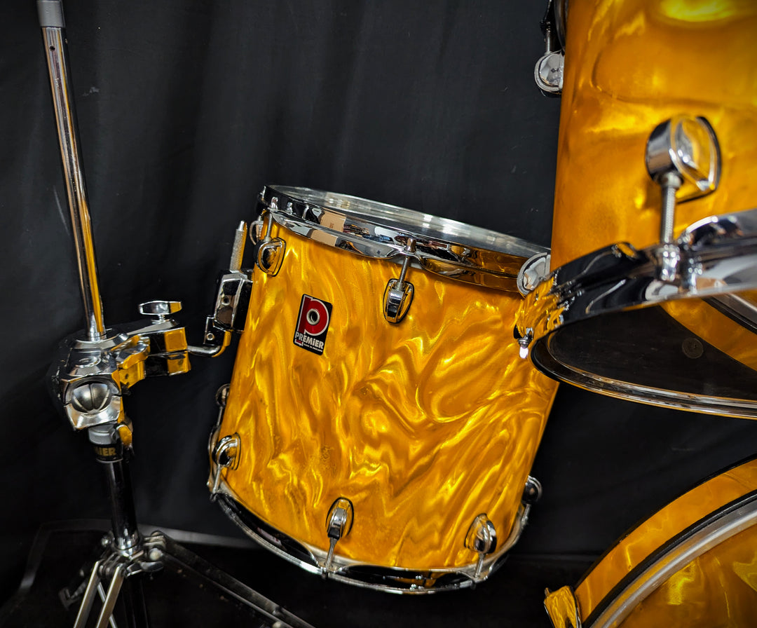 APK Yellow Satin Flame 4-Piece Shell Pack with Cymbal/Tom Stand