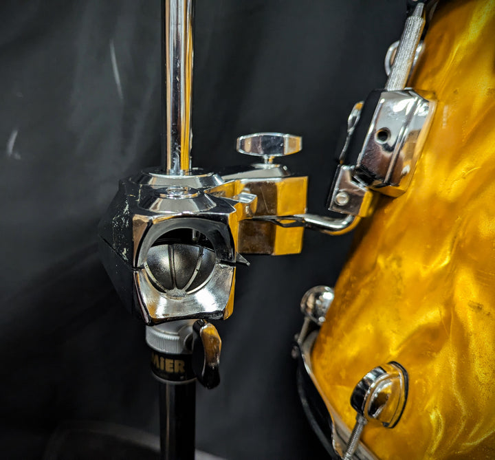 APK Yellow Satin Flame 4-Piece Shell Pack with Cymbal/Tom Stand