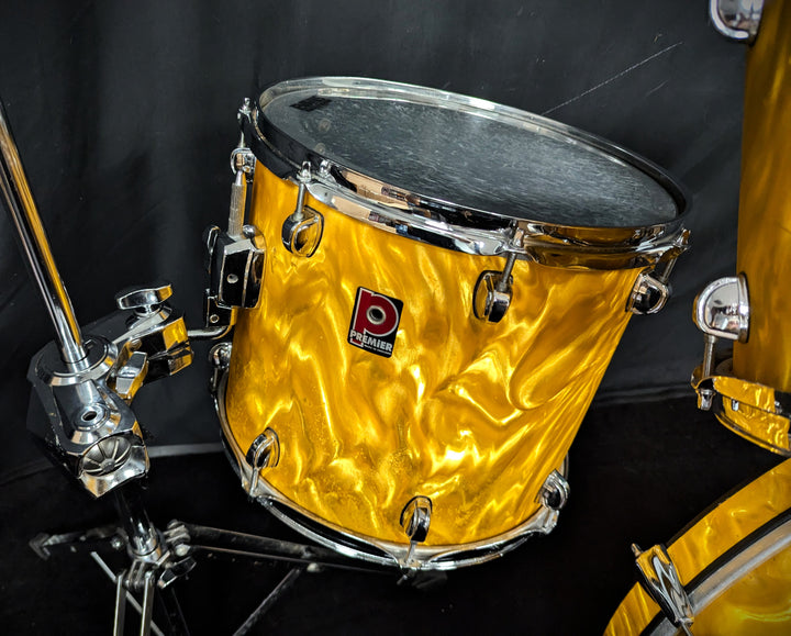 APK Yellow Satin Flame 4-Piece Shell Pack with Cymbal/Tom Stand