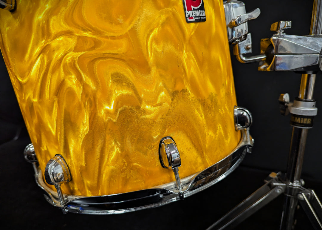 APK Yellow Satin Flame 4-Piece Shell Pack with Cymbal/Tom Stand