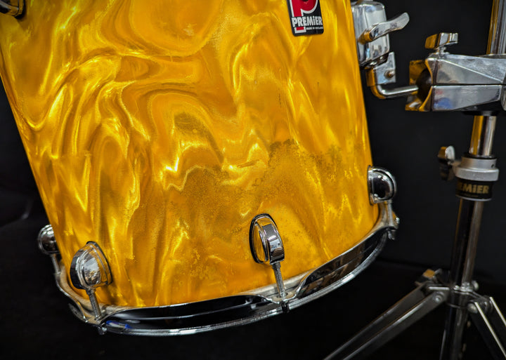 APK Yellow Satin Flame 4-Piece Shell Pack with Cymbal/Tom Stand