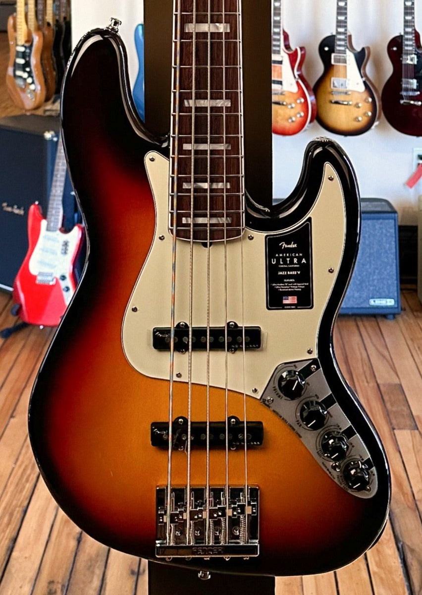 American Ultra Jazz Bass V –  Ultraburst w/Rosewood