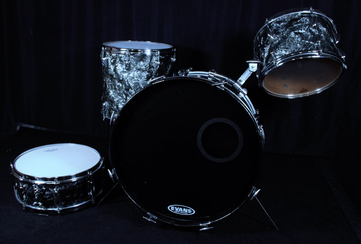 Vintage 1965 Black Diamond Pearl 4 Piece Shell Pack