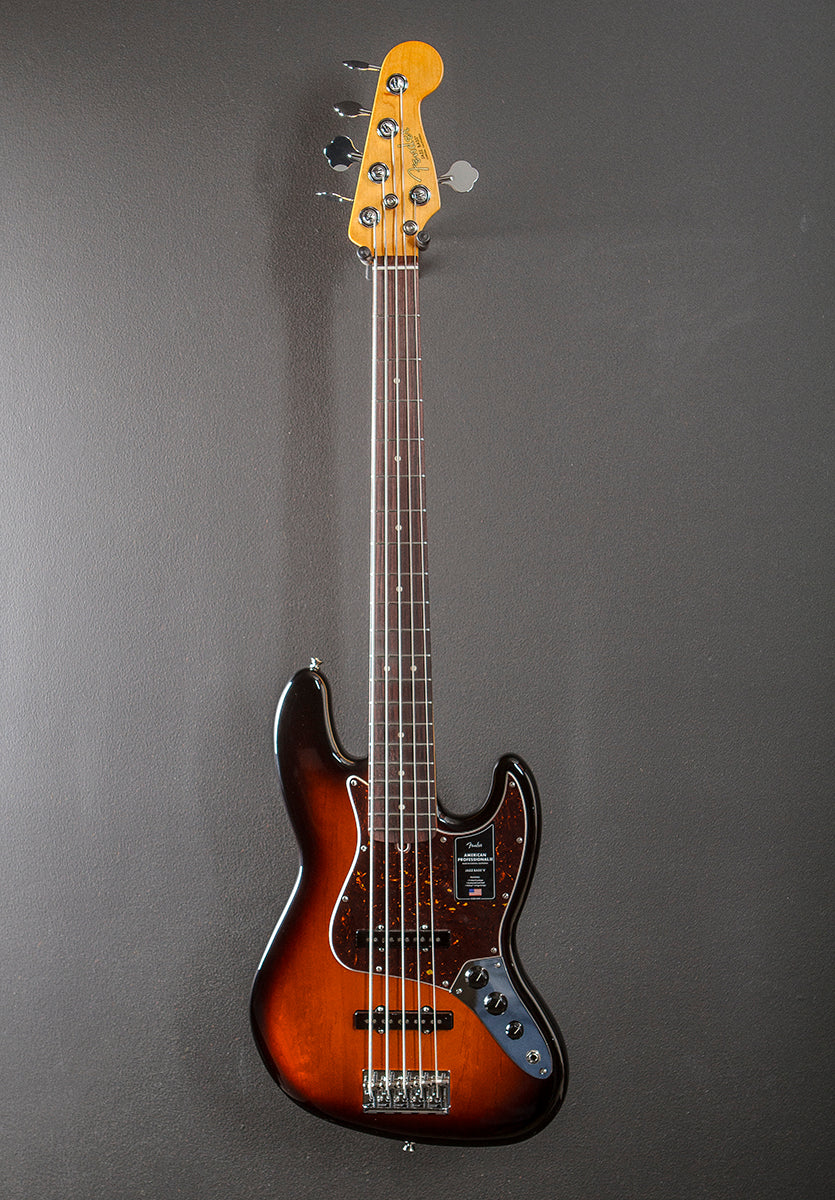 American Professional II Jazz Bass V - 3 Color Sunburst w/Rosewood