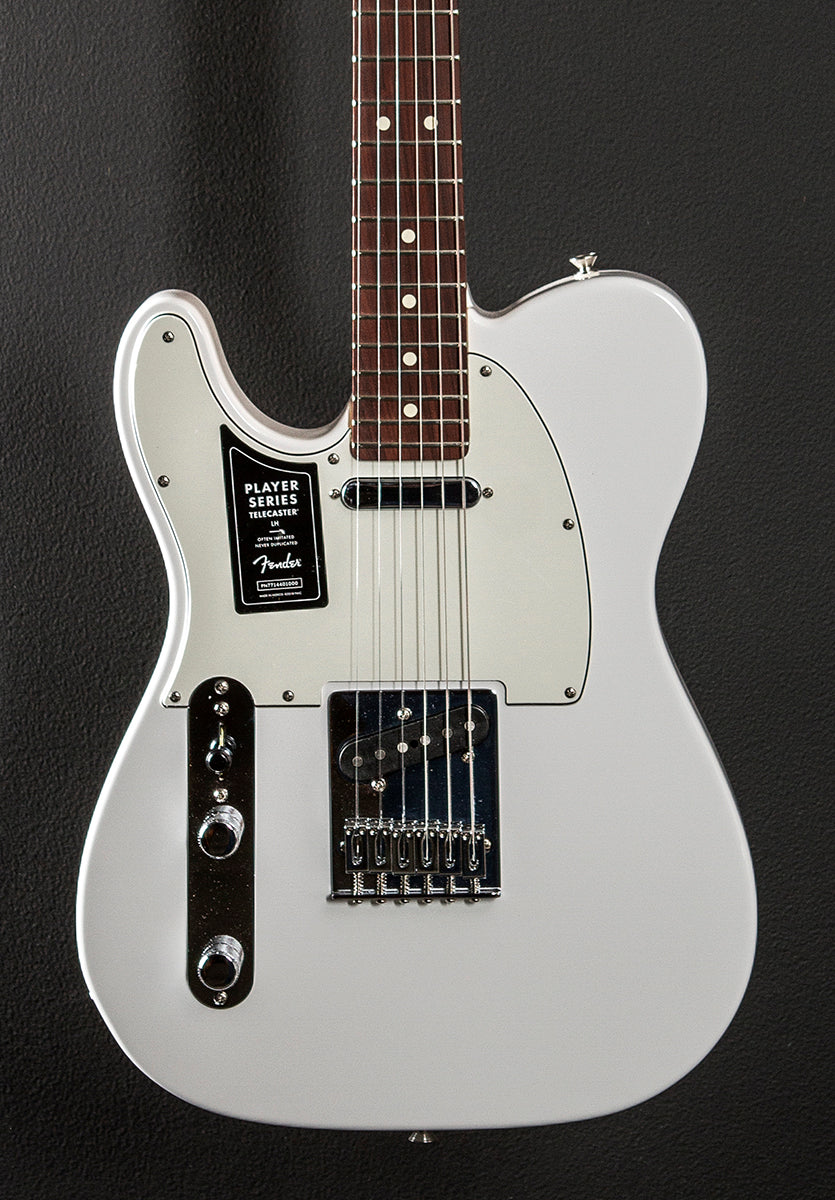 Player Telecaster Left Hand – Polar White w/Pau Ferro