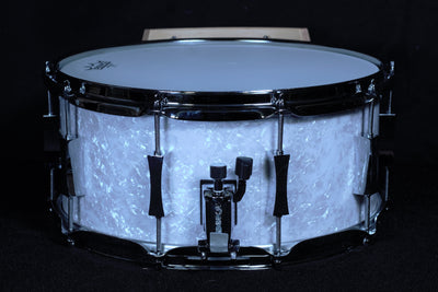 White Marine Pearl Click-mates Snare Drum with X-Click